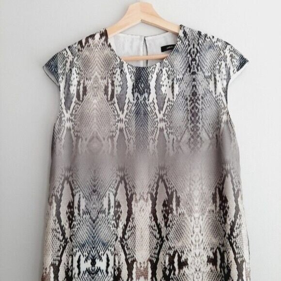 JUDITH & CHARLES Silk Shirt Mini Dress Snake Print Sz 4 - Picture 3 of 9